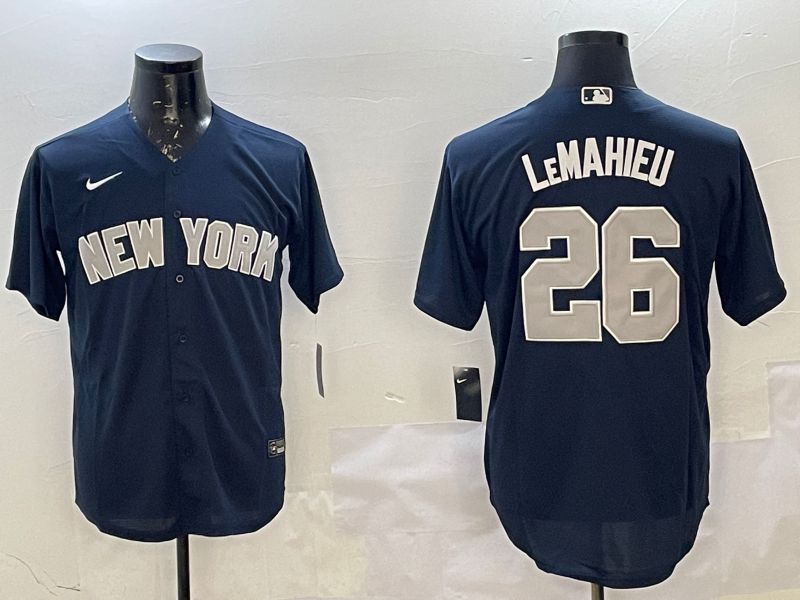 Men New York Yankees #26 Lemahieu Blue Game 2025 Nike MLB Jersey style 1